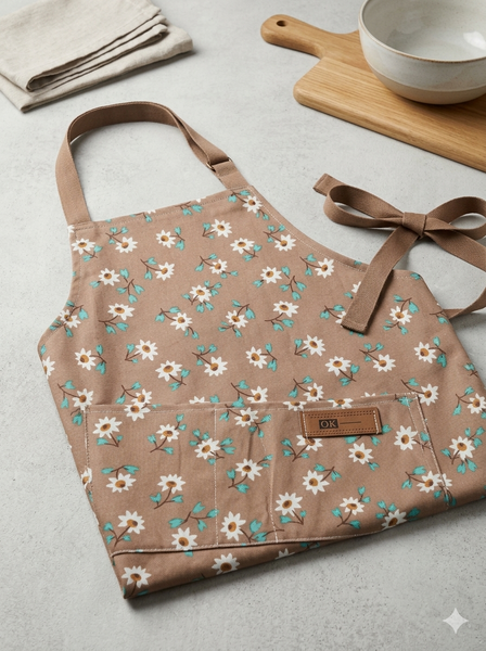 Brown Floral Apron