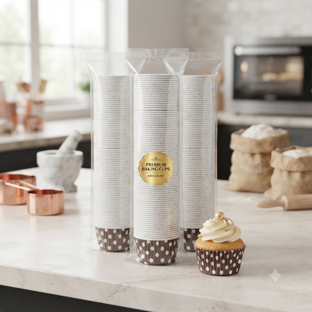 Brown Polka Dot Cupcake Liners - 100 Pieces