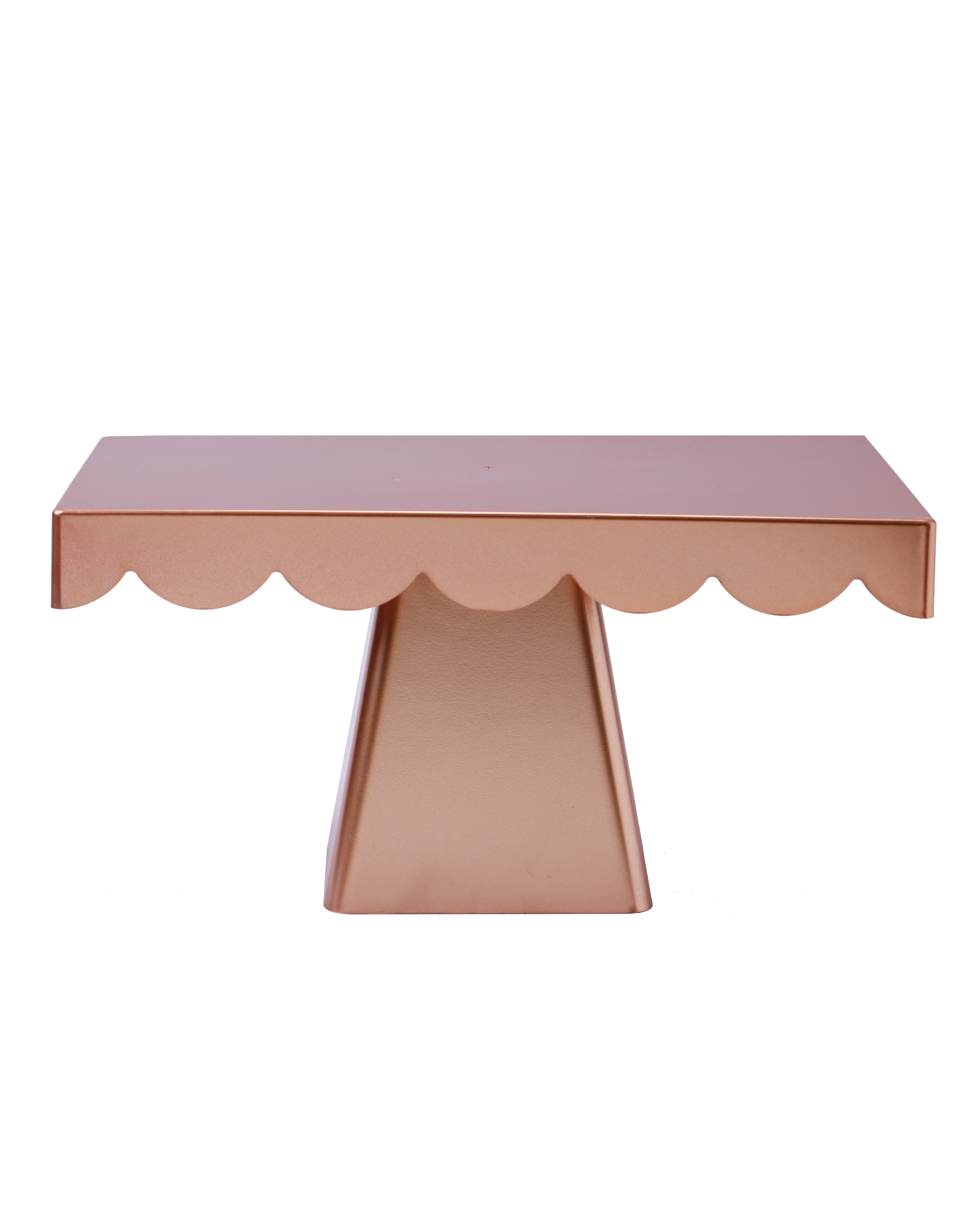 Rose Gold Rectangular Cake Stand with Scalloped Edge | Baking Cart