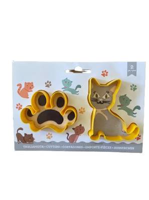 Cat & Paw Plastic Cookie Cutter Set (2 Piece)