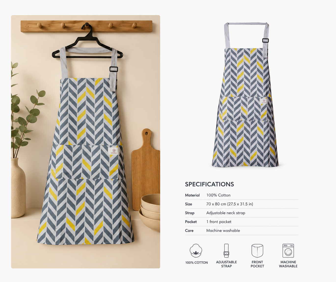 Geometric Print Kitchen Apron | Baking Cart