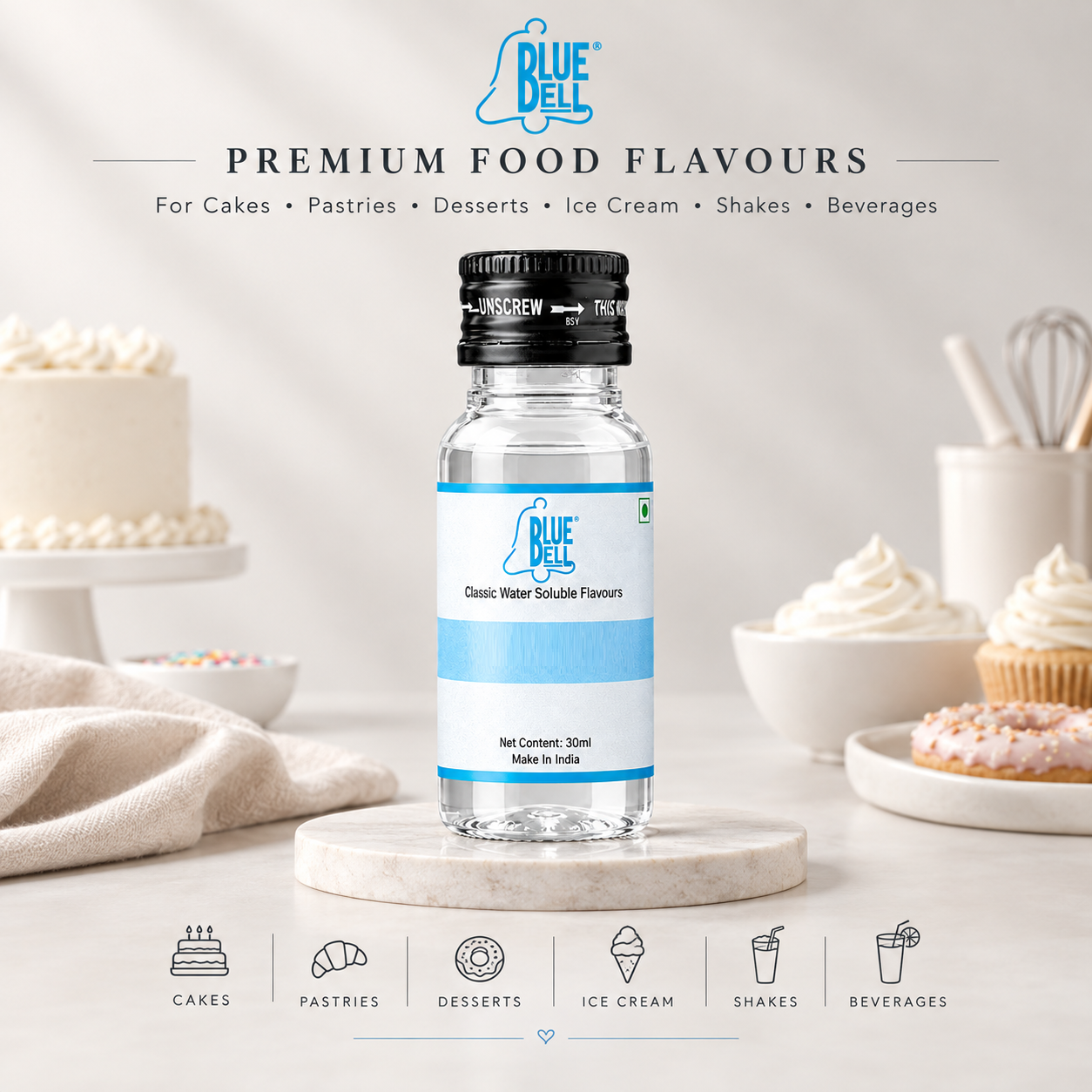 Blue Bell Rose Water Soluble Food Flavour Essence – 30ml