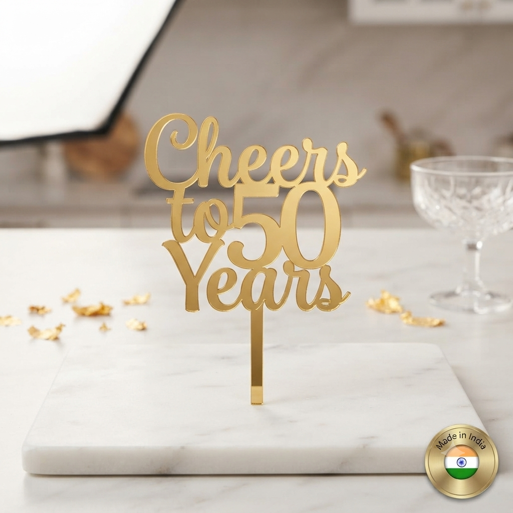 Cheers to 50 Years Acrylic Cake Topper