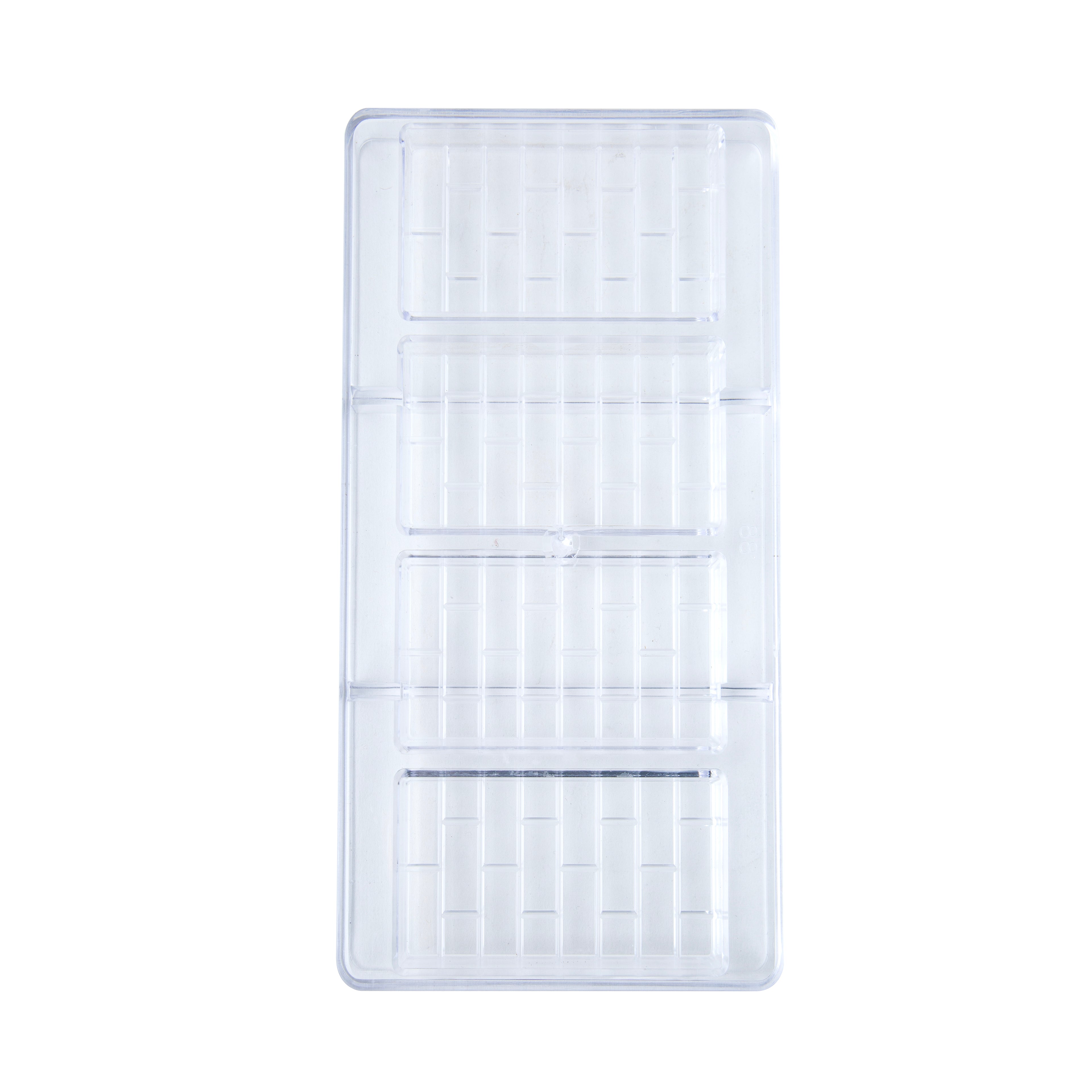 Professional Clear Polycarbonate Chocolate Bar Mold – Brick Pattern Chocolate Making Mold (4 Cavity)