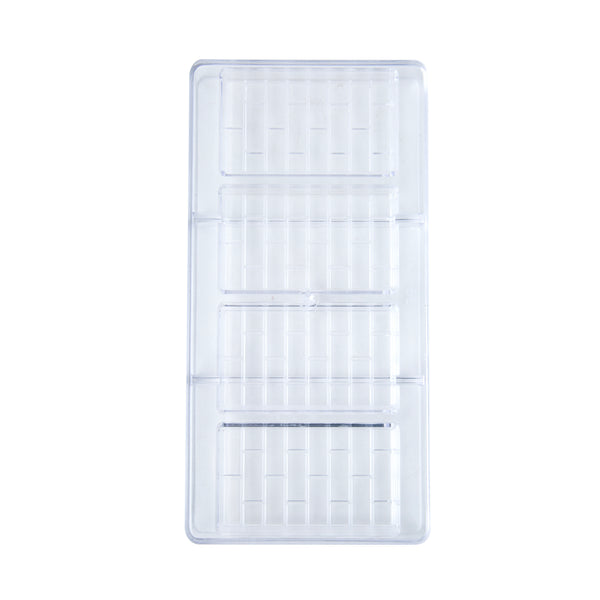 Professional Clear Polycarbonate Chocolate Bar Mold – Brick Pattern Chocolate Making Mold (4 Cavity)