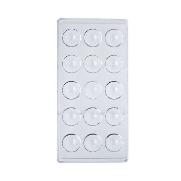 15-Cavity Round Half Sphere Chocolate Mold – Clear Food-Grade Polycarbonate Dome Mold for Hot Cocoa Bombs, Chocolates, Desserts & Candy Making