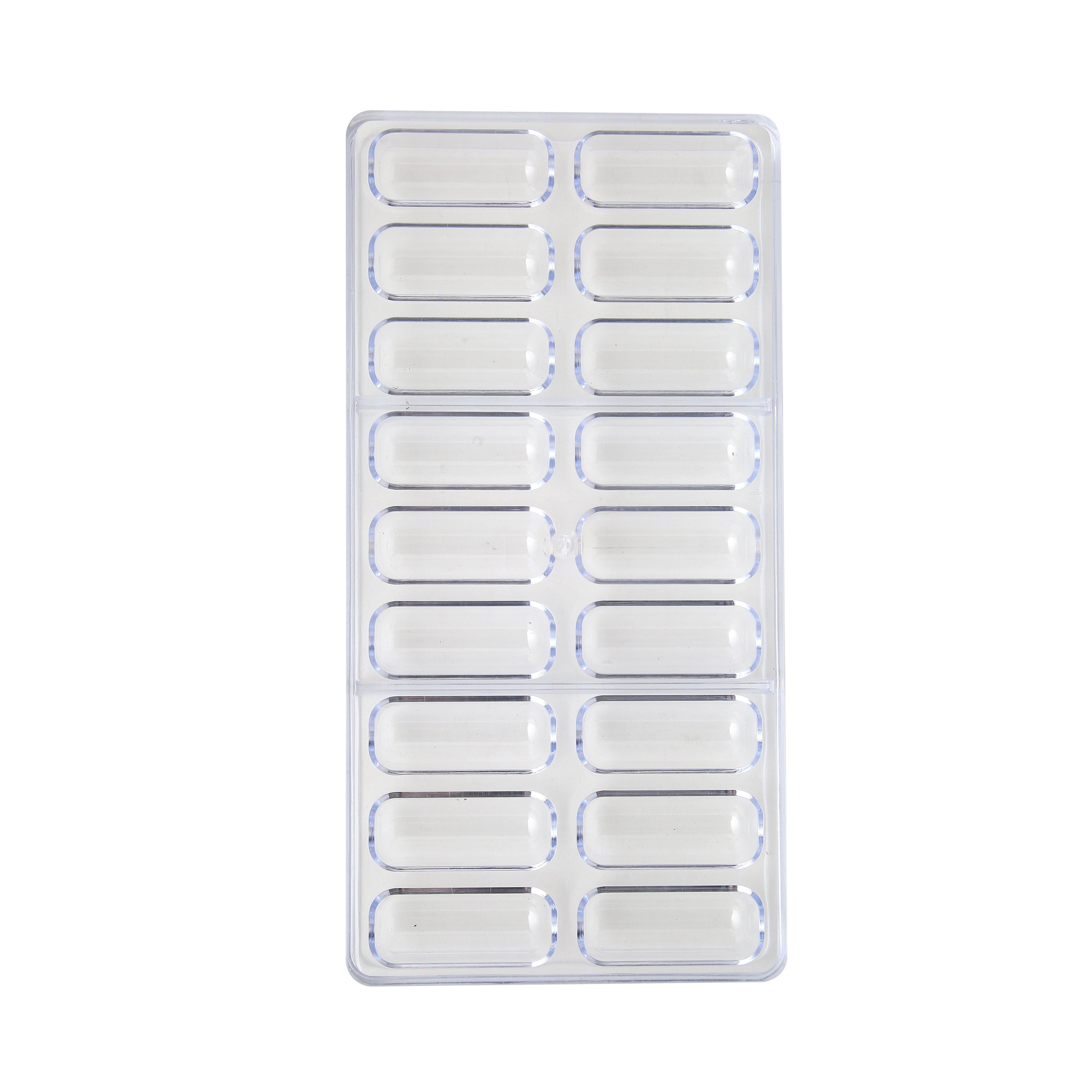 18-Cavity Rectangle Chocolate Mold – Clear Food-Grade Polycarbonate Bar Mold for Chocolates, Candy, Pralines & Dessert Making