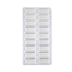 18-Cavity Rectangle Chocolate Mold – Clear Food-Grade Polycarbonate Bar Mold for Chocolates, Candy, Pralines & Dessert Making