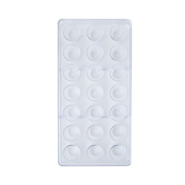18-Cavity Fluted Round Chocolate Mold – Clear Polycarbonate Candy, Praline & Mini Dessert Mold  Product Description
