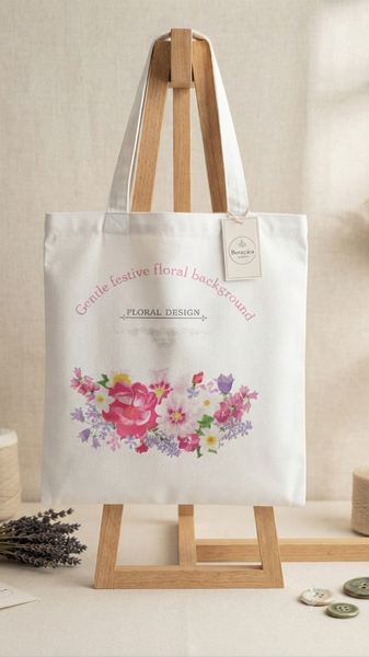 Floral Canvas Tote Bag