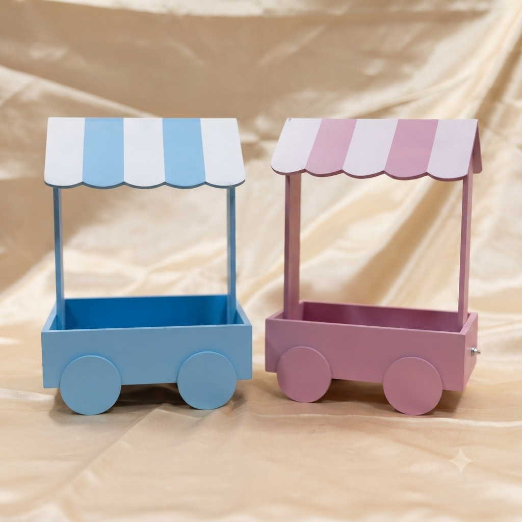 Wooden Cart Gift Hamper Display Box with Canopy – Premium Return Gift & Festive Hamper Cart