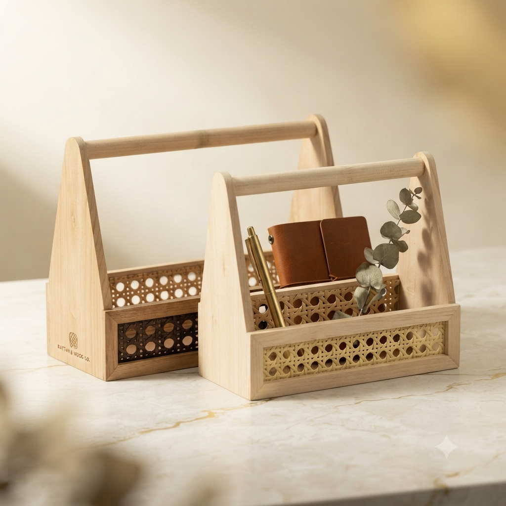 remium Wooden Gift Hamper Basket with Decorative Laser-Cut Panels & Handle