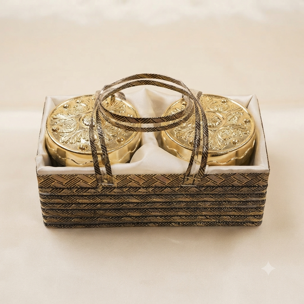 Premium 2 Jar Gift Hamper Basket with Luxury Metal Jars