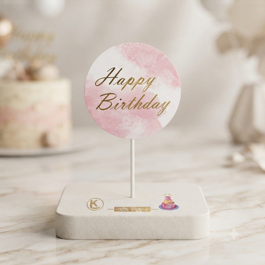 Happy Birthday Round Cake Topper