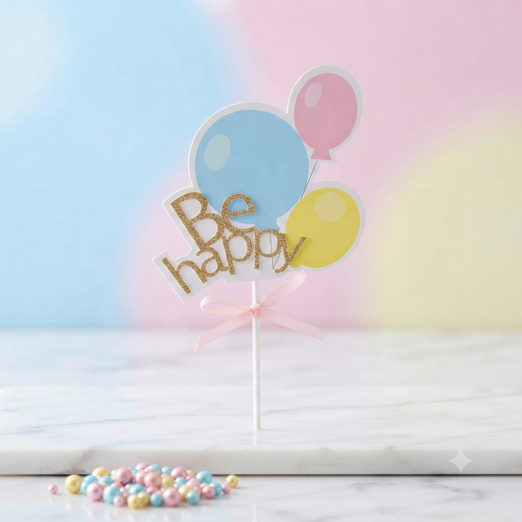Be Happy Balloon Cake Topper