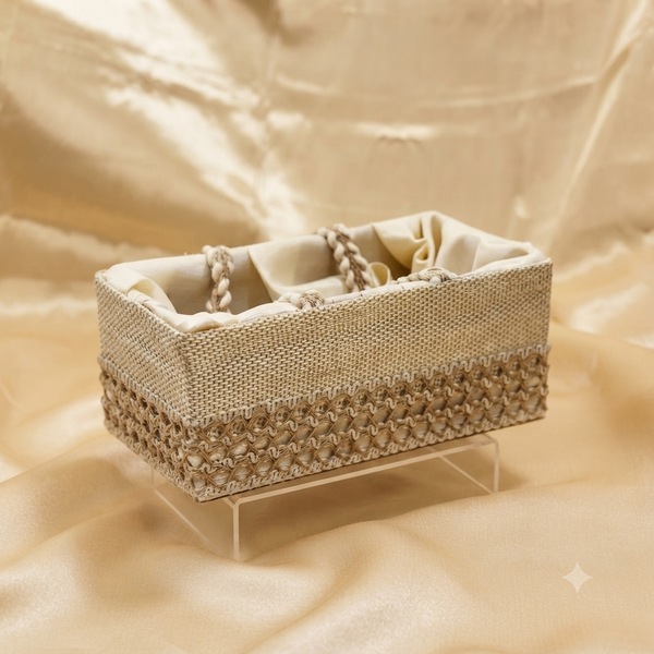 Premium Jute Gift Hamper Basket Tray (Without Jars)