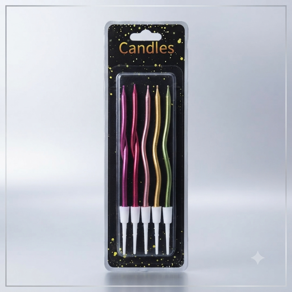 Metallic Wavy Birthday Candles Set (5 Pieces)