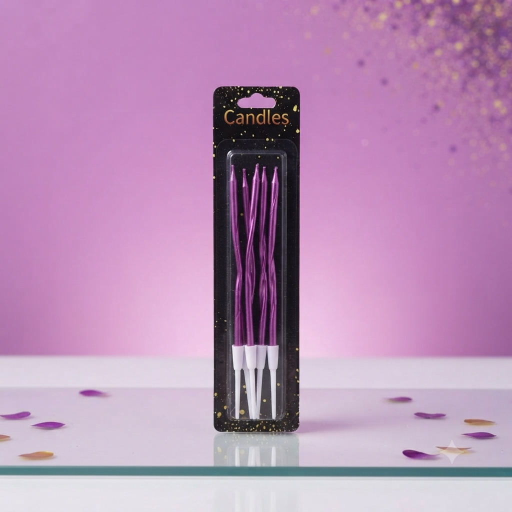 Metallic Purple Wavy Birthday Candles Set (5 Pieces)