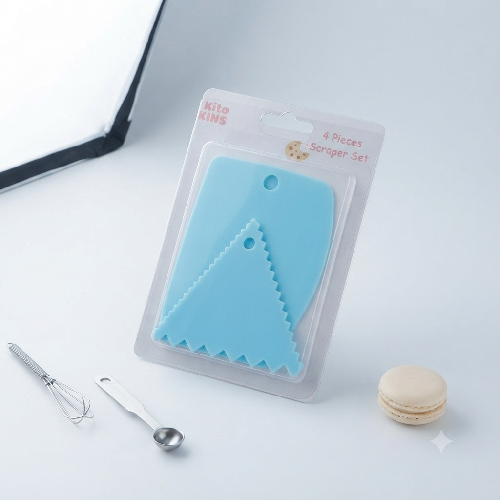 4-Piece Cake Scraper Set for Fondant & Cake Decorating