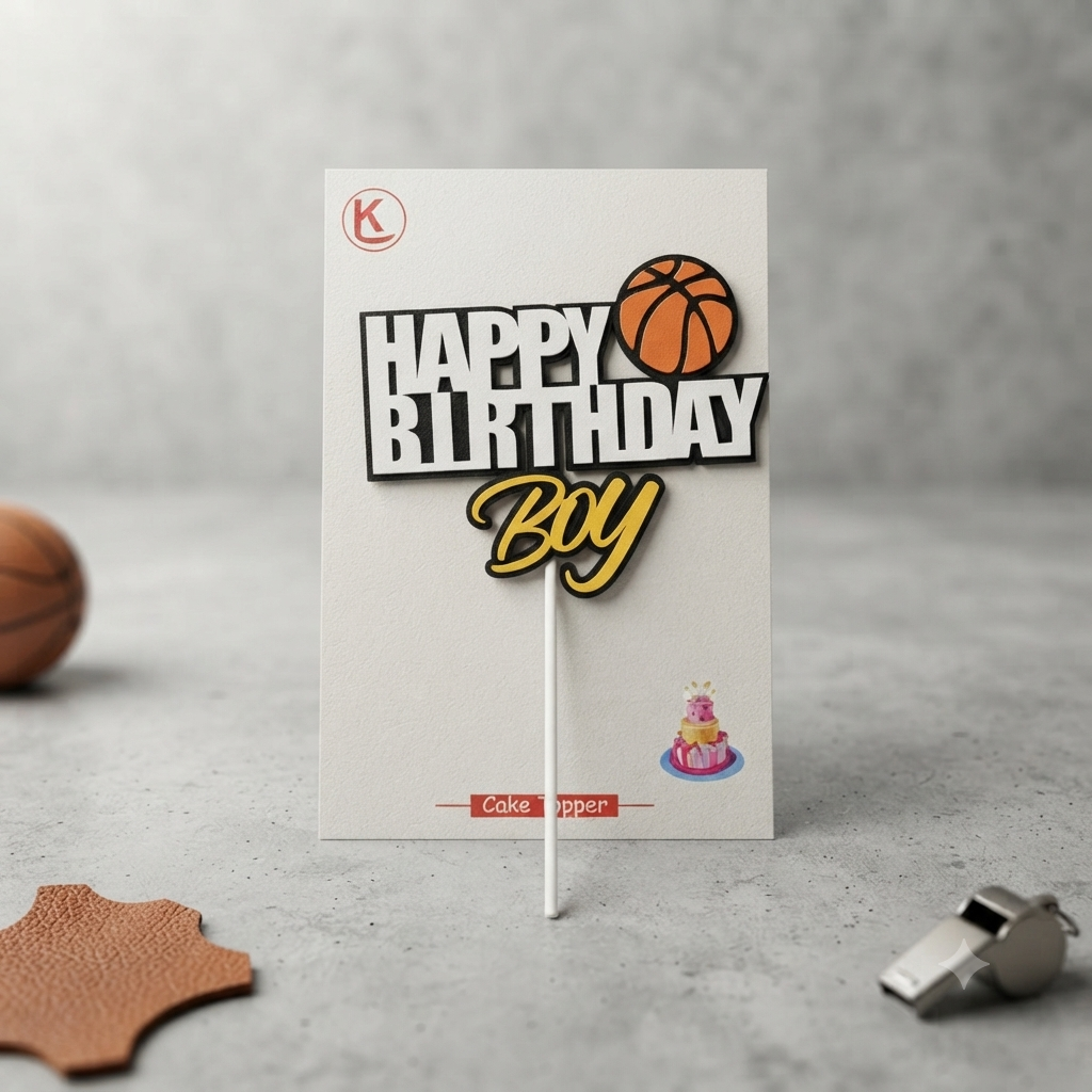 Basketball Happy Birthday Boy Cake Topper