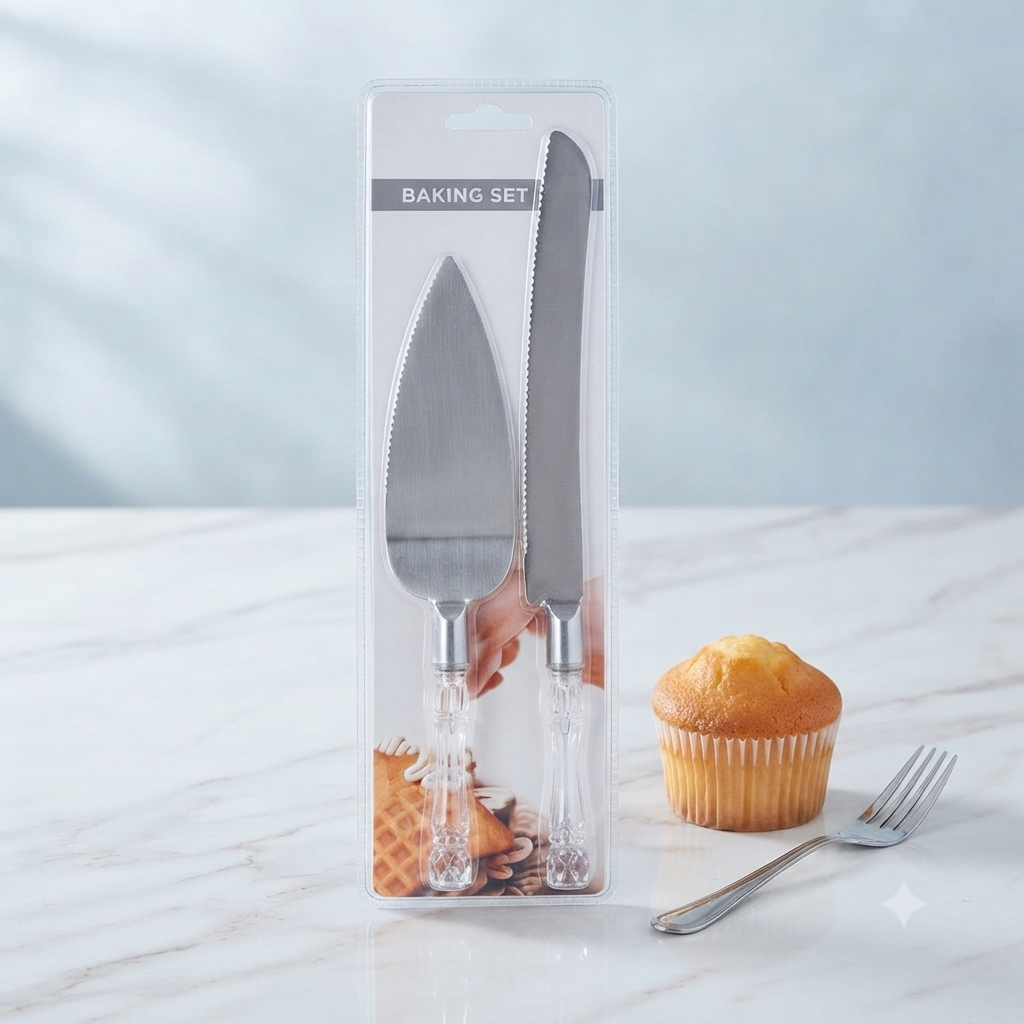 2-Piece Stainless Steel Cake Server & Knife Set for Cake Cutting and Serving