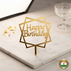 Geometric Happy Birthday Acrylic Cake Topper