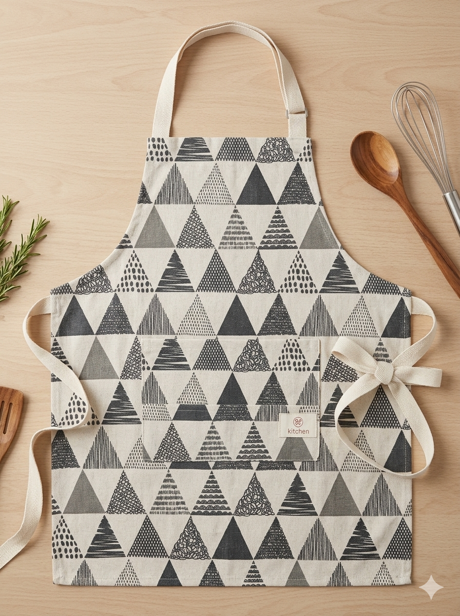 Geometric Triangle Cotton Kitchen Apron