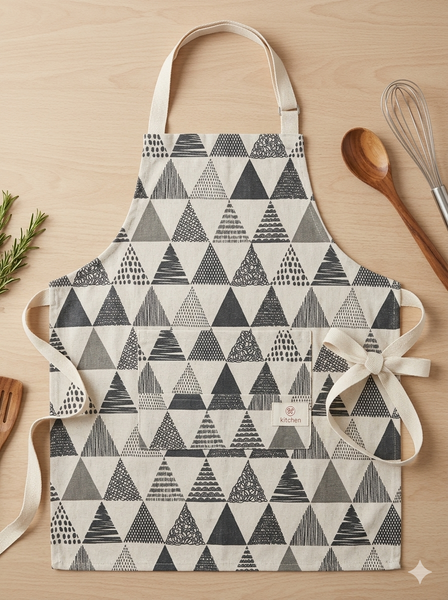 Geometric Triangle Cotton Kitchen Apron