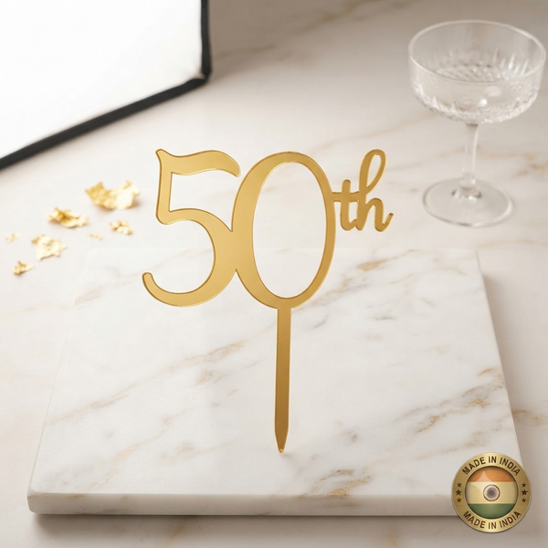Gold Acrylic 50th Cake Topper
