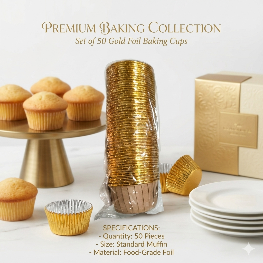 Gold Foil Cupcake Liners - 50 Pieces