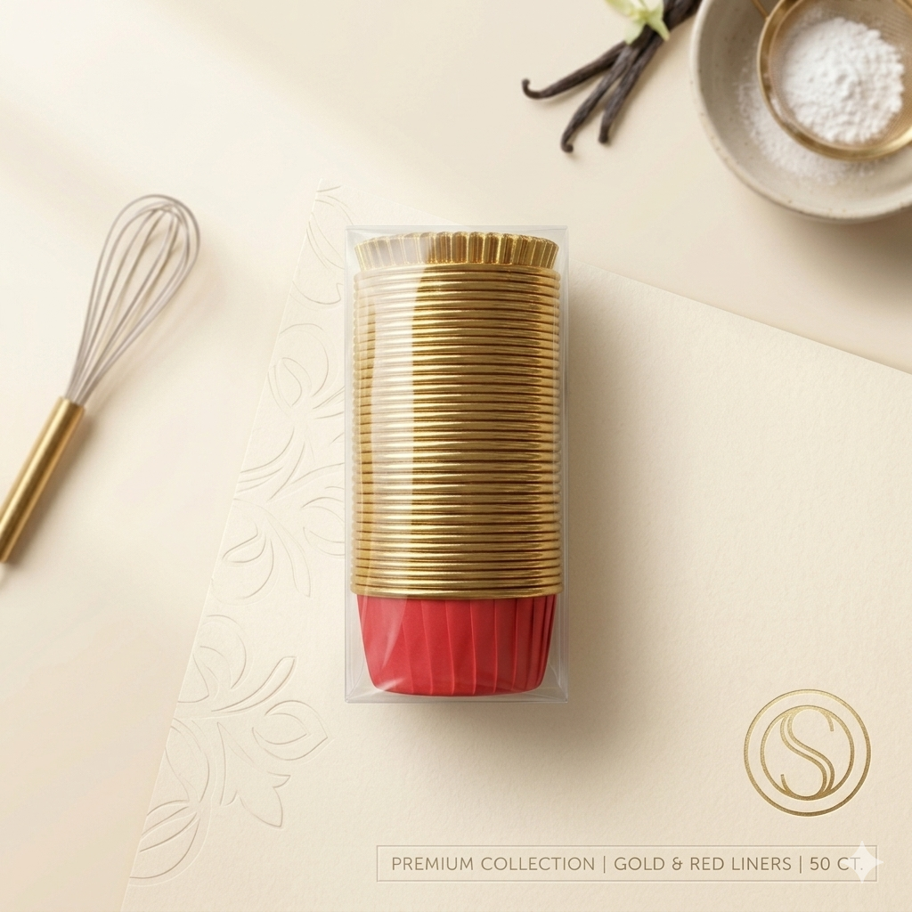 Gold & Pink Cupcake Liners - 50 Pieces