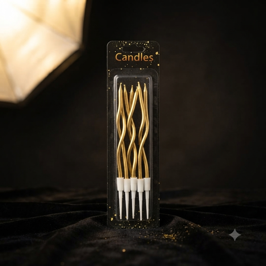 Gold Spiral Birthday Candles