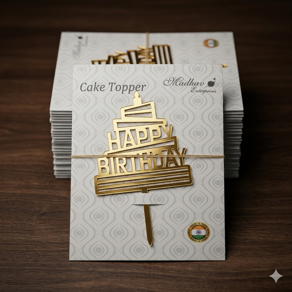Happy Birthday Cake Design Acrylic Cake Topper