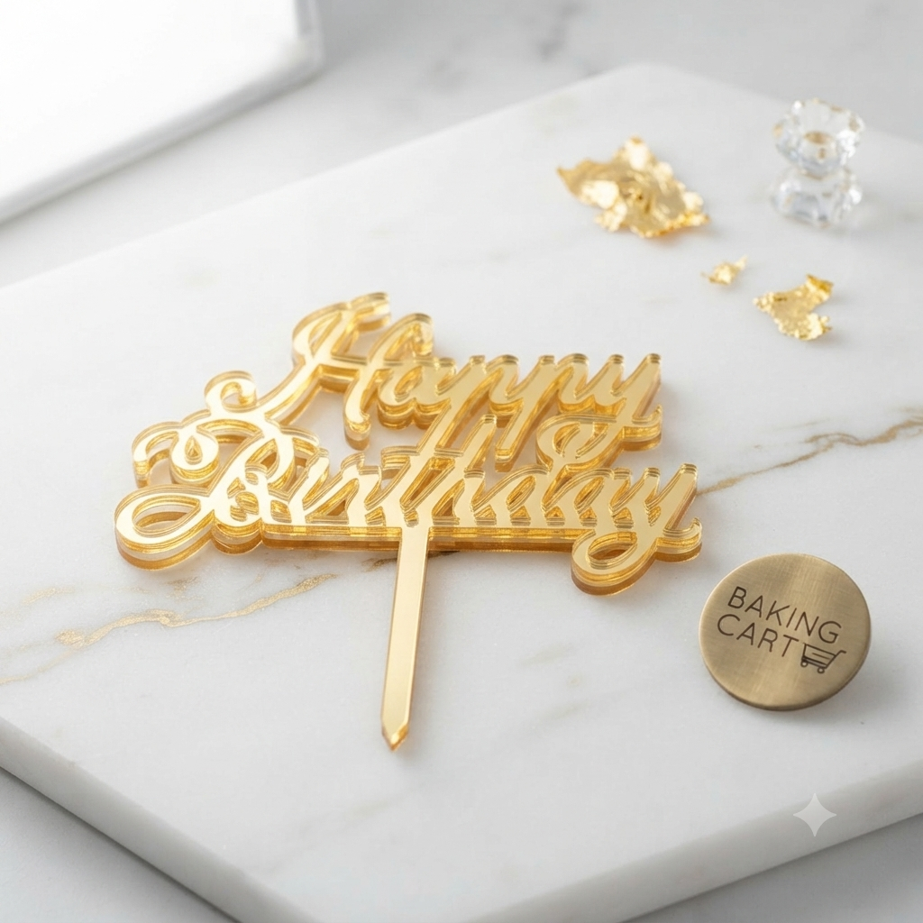 Happy Birthday Script Acrylic Cake Topper