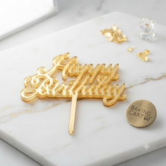 Happy Birthday Script Acrylic Cake Topper