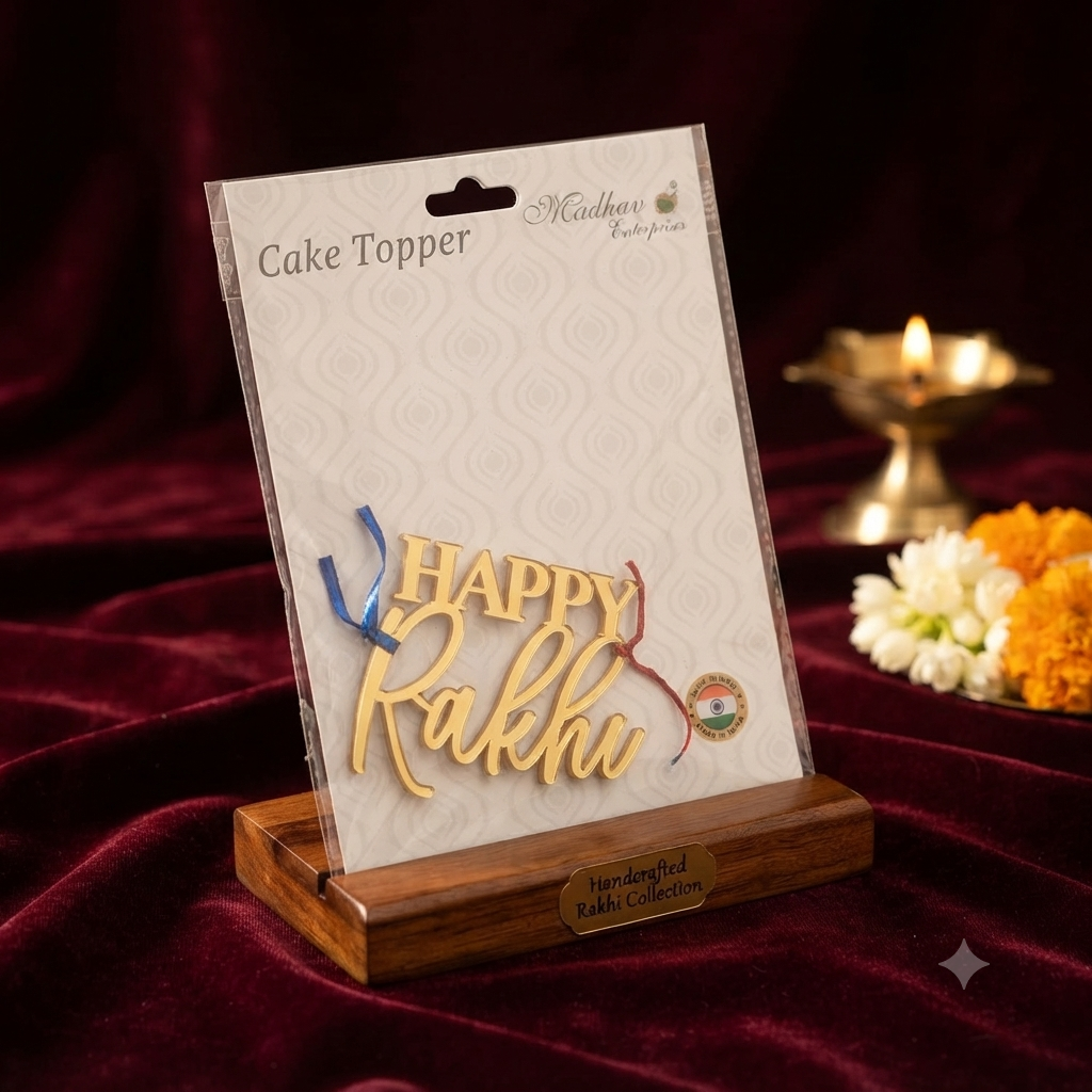 Happy Rakhi Cake Topper with Rakhi Thread
