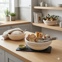 Natural Rattan Proofing Basket with Linen Liner | Baking Cart