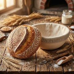 Natural Rattan Proofing Basket with Linen Liner | Baking Cart