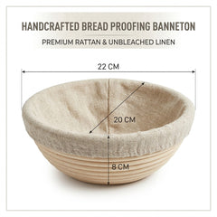 Natural Rattan Proofing Basket with Linen Liner | Baking Cart