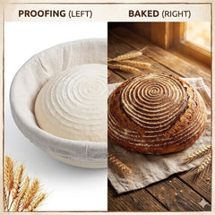Natural Rattan Proofing Basket with Linen Liner | Baking Cart