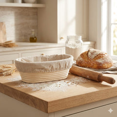 Oval Bread Proofing Basket with Linen Liner | Baking Cart