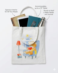 Cute Teddy Bear Printed Canvas Tote Bag | Baking Cart