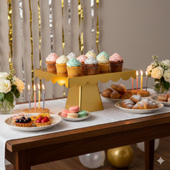 Luxury Gold Metal Cake Stand with Scalloped Edge | Baking Cart
