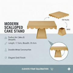 Luxury Gold Metal Cake Stand with Scalloped Edge | Baking Cart