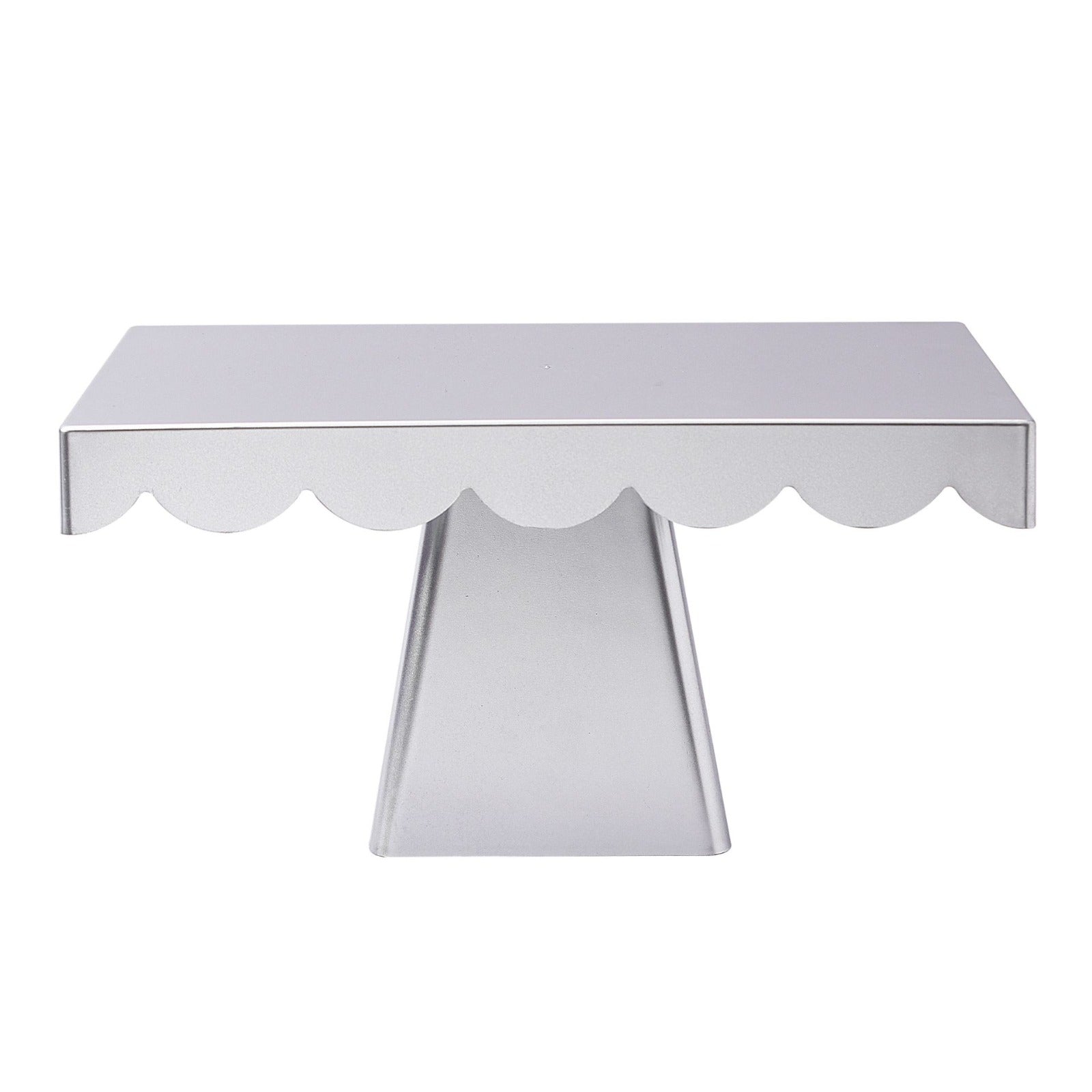 Elegant Silver Metal Cake Stand with Scalloped Edge | Baking Cart