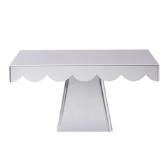 Elegant Silver Metal Cake Stand with Scalloped Edge | Baking Cart