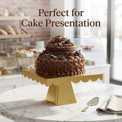 Luxury Gold Metal Cake Stand with Scalloped Edge | Baking Cart