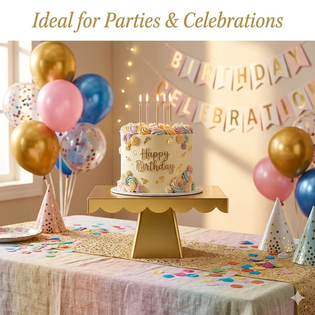 Luxury Gold Metal Cake Stand with Scalloped Edge | Baking Cart