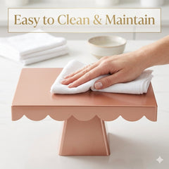 Rose Gold Rectangular Cake Stand with Scalloped Edge | Baking Cart