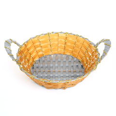 Elegant Handwoven Multipurpose Gift Basket with Golden Handle Design | Baking Cart